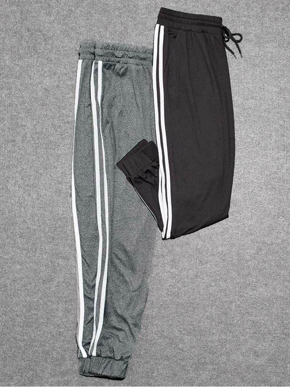 (NEW) H&M Women's Track Joggers in Black and Gray with White Side Stripes
